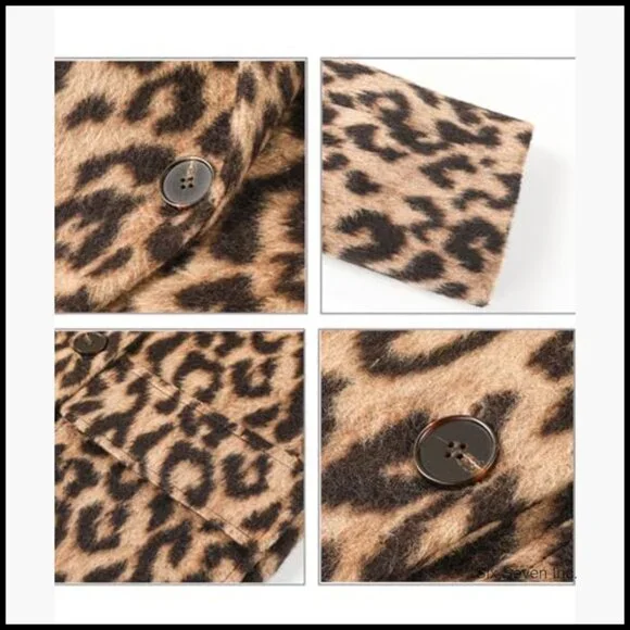 Women's Wool Blend Long Pea Coat Trench Coat Double Breasted Notched Lapel - Picture 6 of 6